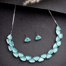 NVR Girls Sliver Plated Stone Studded Jewellery Set-image-29