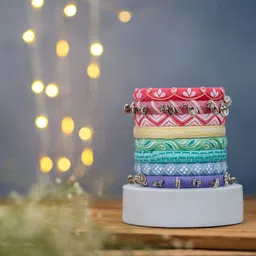 Taasha Craft Set Of 8 Cotton Threads Handcrafted Bangle image 3
