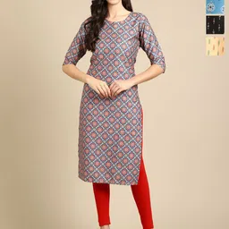 Anouk Rustic Women Pack of 4 Floral Printed Festive Straight Kurtas-25