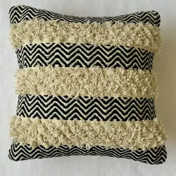 EXPORT HOUSE Off White & Black Set of 2 Self Design Rectangle Cushion Covers image 4
