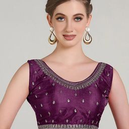 HERE&NOW Embroidered Sleeveless Saree Blouse-image-3