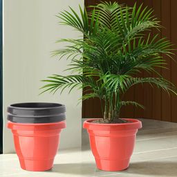 Kuber Industries Pack Of 4 Red & Black Planters image 1