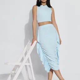 SHOWOFF Round Neck Sleeveless Top With Skirt Co-Ords-image-81