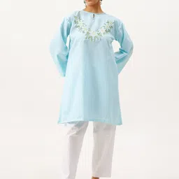 Kashmir Box Embroidered Flared Sleeves Thread Work Kurti-image-66