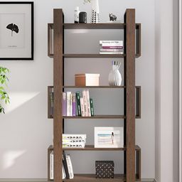 HEXA RED Brown Moisture & Termite Resistant Free Standing Book Shelf image 5