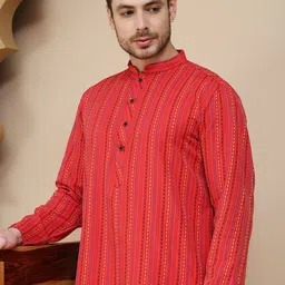 Anouk Rustic Geometric Woven Design Mandarin Collar Straight Kurta-picture-43