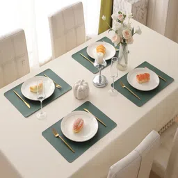 HOKIPO Green 4 Pieces Rectangle Waterproof Textured Table Placemats-2