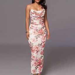Miss Mosa By Akanksha Women Floral Printed Cowl Neck Bodycon Dress-picture-2
