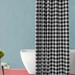 ArtzFolio Black & White Checked Waterproof Shower Curtain-17