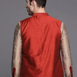 Anouk Mandarin Collar Satin Nehru Jacket image 4