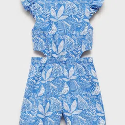 Mango Kids Girls Tropical Print Pure Cotton RuffledJumpsuit With Cut-Out Detail-image-35