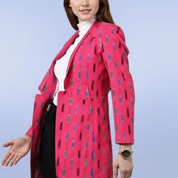 Talethread Ikat Printed Cotton Open-Front Blazer image 4