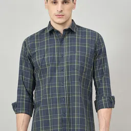 Duke Men Slim Fit Checked Spread Collar Cotton Casual Shirt-image-41