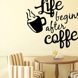 LANSTICK Black Printed Beautiful Coffee Quotes Wall Sticker-image-95