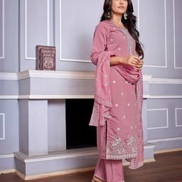 Royal Export Ethnic Motifs Embroidered Sequinned Kurta with Trouser & Dupatta image 2