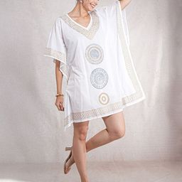 CrossKulture Women Geometric Printed Kimono Sleeve Free Size Kaftan Dress-image-66