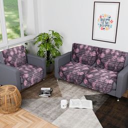 Aura Brown & Purple 6 Pieces Printed Cotton 2+1 Seater Sofa Covers-image-21