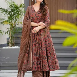 Wedani Women Ethnic Motifs Printed Anarkali Kurta with Palazzo & Dupatta-picture-44