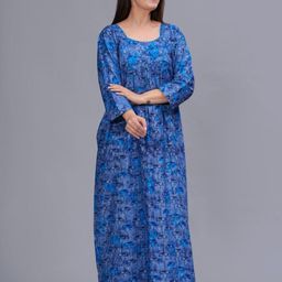 HARGUN NIGHT WEAR Printed Pure Cotton Maxi Nightdress-image-92