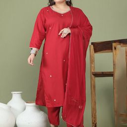 KALINI Women Floral Embroidered Kurta with Trousers & Dupatta-image-70