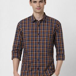 Peter England Casuals Men Slim Fit Tartan Checks Opaque Checked Casual Shirt-image-85