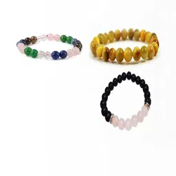 Divine souvenirs Unisex Set Of 3 Artificial Beaded Elasticated Bracelet image 1