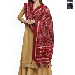 Kemza Selection Of 3 Bagru Printed Dupattas With Tassels-picture-3