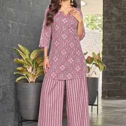 ODD BY chansi TRENDZ Printed Round Neck Tunic With Palazzos-picture-18