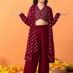 BAESD Girls Floral Embroidered Regular Top with Palazzos-image-44