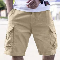 VOGAAN Men Relaxed Fit Cotton Cargo Shorts-picture-42