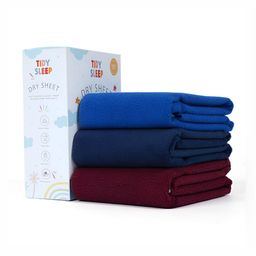 TIDY SLEEP Maroon & Navy Blue 3 Pieces Waterproof & Reusable Bed Protector Baby Drysheet-picture-29
