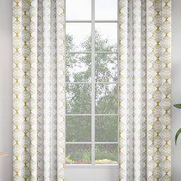 GM White & Green 2 Pieces Ethnic Motifs Embroidered Room Darkening Door Curtain-image-48