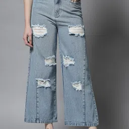 COSMIC TRIO Women Urban Wide Leg High-Rise Mildly Distressed Jeans-image-75