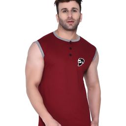 BEYOU FASHION Men Solid Henley Neck Cotton Slim Fit T-shirt-picture-31