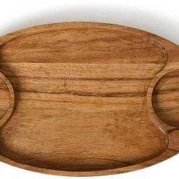 Wood Handcrafted Chip and Dip Platter for Home, Snack, Dessert Washable Plate Tray-image-56