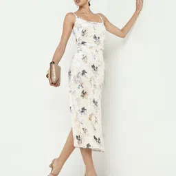 SHOWOFF Women Floral Print Velvet Bodycon Midi Dress-picture-22