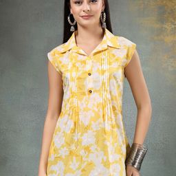 Anouk Rustic Women Floral Printed Shirt Collar Pure Cotton Kurti-picture-44