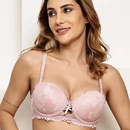 PrettyCat Mauve Underwired Polyester Balconette Bra-image-13