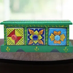 DIWAM HANDICRAFTS Decorative Green Wood Storage Drawers Box For Home and Office-picture-21