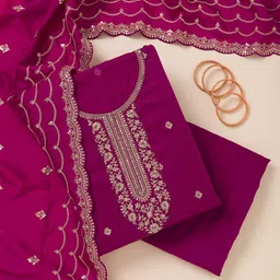 Koskii Raw Silk Unstitched Dress Material-image-98