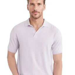 RARE RABBIT Men Self Design Polo Collar Cotton T-shirt-image-9
