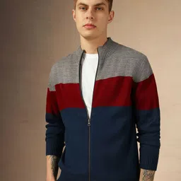 Dennis Lingo Men Colourblocked Cardigan-image-35
