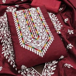 MANVAA Floral Embroidered Thread Work Unstitched Dress Material-picture-33