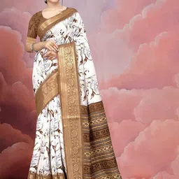 STAVA CREATION Floral Zari Silk Cotton Saree-image-57