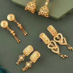 Anouk Set Of 4 Gold-Plated Circular Shaped Drop Earrings-image-69