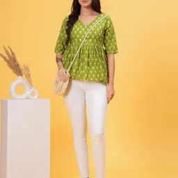 SHIONS Print Twisted Cotton Top-image-64