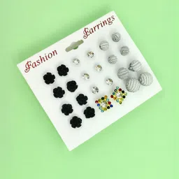 Balasundri Pack of 12 Pairs Studs Earrings-picture-43