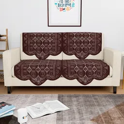 Aura Brown Cotton 4 Piece Sofa Cover-image-34