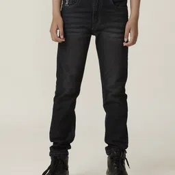 UNDER FOURTEEN ONLY Boys Slim Fit Slash Knee Light Fade Jeans-image-67