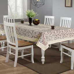 Kuber Industries Maroon Floral Cotton 6-Seater Table Cover-35